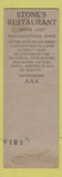 Matchbook Cover - Stone's Restaurant Marshalltown IA