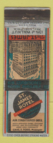 Matchbook Cover - St James Hotel Philadelphia PA WEAR