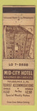 Matchbook Cover - Mid City Hotel Philadelphia PA