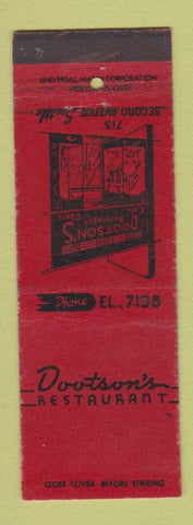 Matchbook Cover - Dootson's Restaurant Seattle WA