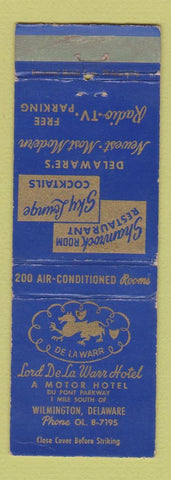 Matchbook Cover - Lord De LA Warr Hotel Wilmington DE WEAR