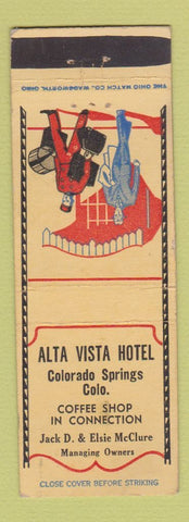 Matchbook Cover - Alta Vista Hotel Colorado Springs bellhop