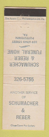 Matchbook Cover - Schumacher & Reber Funeral Home Potstown PA WEAR