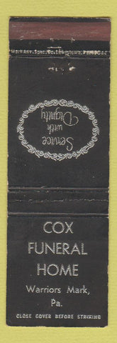 Matchbook Cover - Cox Funeral Home Warriors Mark PA