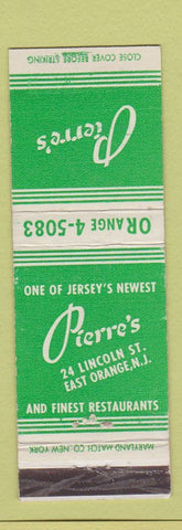 Matchbook Cover - Pierre's Restaurant East Orange NJ
