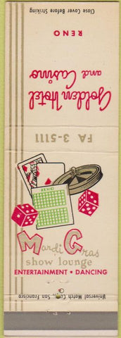 Matchbook Cover - Golden Hotel Casino Reno NV