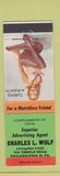 Matchbook Cover - Charles Wolf Match Collector Philadelphia PA pinup