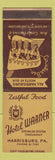 Matchbook Cover - Hotel Warner Harrisburg PA Circular Bar