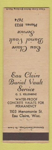 Matchbook Cover - Eau Claire Burial Vault WI