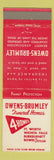 Matchbook Cover - Owens Brumley Funeral Homes Fort Worth Wichita Falls Bowie TX