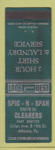 Matchbook Cover - Spic n Span Cleaners Altoona PA