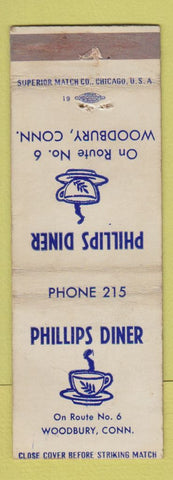 Matchbook Cover - Philips Diner Woodbury CT low phone # WEAR