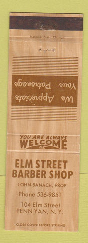 Matchbook Cover - Elm Street Barber Shop Penn Yan NY