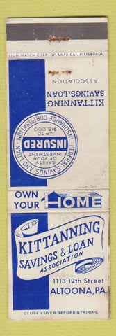 Matchbook Cover - Kittanning Savings Loan Altoona PA WEAR