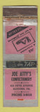 Matchbook Cover - Joe Atty's Confectionery Altoona PA WORN