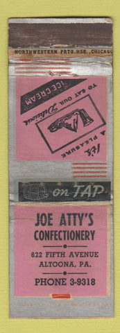 Matchbook Cover - Joe Atty's Confectionery Altoona PA WORN