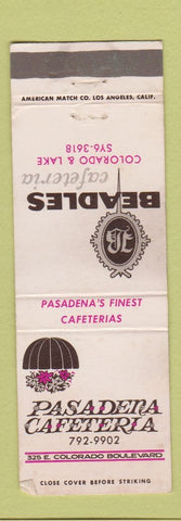 Matchbook Cover - Beadles Cafeteria Pasadena CA