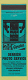 Matchbook Cover - Denrich Photo Service Idaho Springs CO Kodak TEAL