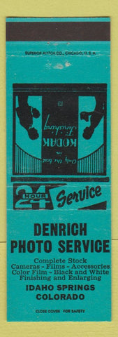 Matchbook Cover - Denrich Photo Service Idaho Springs CO Kodak TEAL
