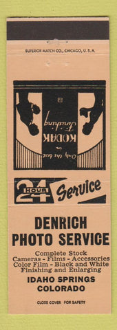 Matchbook Cover - Denrich Photo Service Idaho Springs CO Kodak PEACH