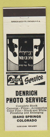 Matchbook Cover - Denrich Photo Service Idaho Springs CO Kodak WHITE