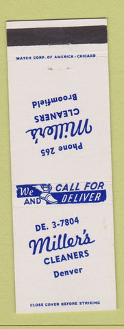 Matchbook Cover - Miller's Cleaners Denver Broomfield Colorado