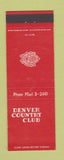 Matchbook Cover - Denver Country Club Colorado
