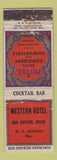 Matchbook Cover - Western Hotel Big Rapids MI WORN
