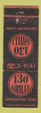 Matchbook Cover - 130 Grille Davenport IA WEAR