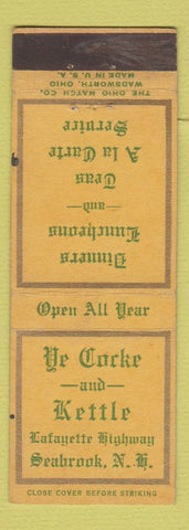 Matchbook Cover - Ye Cocke and Kettle Seabrook NH