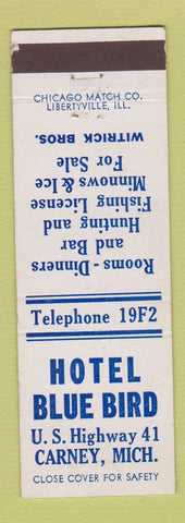 Matchbook Cover - Hotel Blue Bird Carney MI