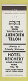 Matchbook Cover - Hotel Reichert Long Prairie MN low phone #