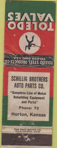 Matchbook Cover - Toledo Valves Horton KS WORN