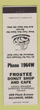 Matchbook Cover - Frostee Donut Shop Cafe Alliance NE WHITE