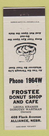 Matchbook Cover - Frostee Donut Shop Cafe Alliance NE WHITE
