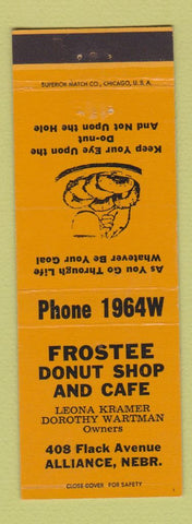 Matchbook Cover - Frostee Donut Shop Cafe Alliance NE YELLOW