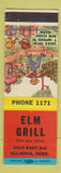 Matchbook Cover - Elm Grill Alliance NE hillbilly