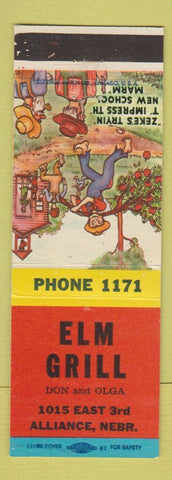 Matchbook Cover - Elm Grill Alliance NE hillbilly