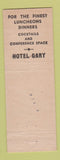 Matchbook Cover - Hotel Gary Gary IN
