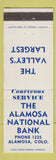 Matchbook Cover - Alamosa National Bank Colorado