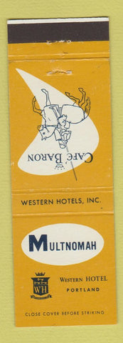 Matchbook Cover - Multnomah Hotel Portland OR Cafe Baron