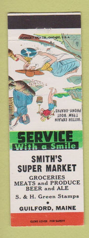 Matchbook Cover - Smith's Super Market Grocery Guilford ME hillbilly
