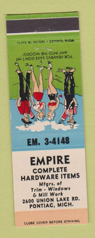 Matchbook Cover - Empire Hardware Pontiac MI hillbilly