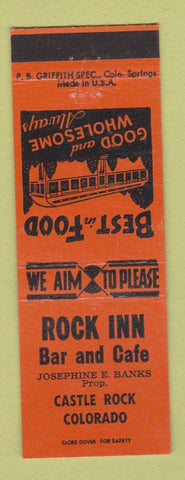 Matchbook Cover - Rock Inn Bar Cafe Castle Rock Colorado ORANGE