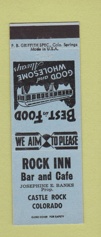 Matchbook Cover - Rock Inn Bar Cafe Castle Rock Colorado BLUE