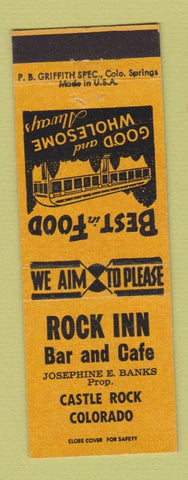 Matchbook Cover - Rock Inn Bar Cafe Castle Rock Colorado YELLOW