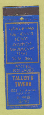 Matchbook Cover - Taller's Tavern Seattle WA WORN BACK