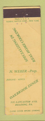 Matchbook Cover - Oakbrook Diner Reading PA Federal