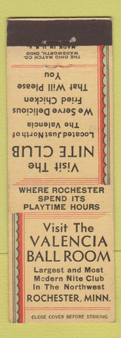Matchbook Cover - Nite Club Valencia Ball Room Rochester MN