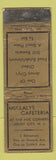 Matchbook Cover - Mullalys Cafeteria Jersey City NJ WORN